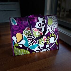 2x Vera Bradley Market Tote Grocery Shopping Bag Purple Black